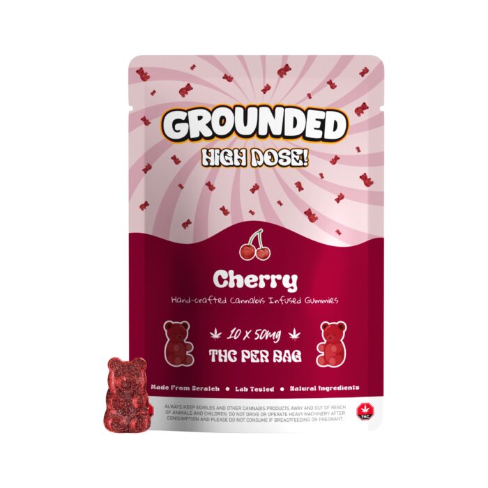 Grounded - High Dose Gummy Bears – Cherry - 500mg THC