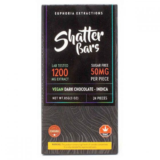 Euphoria Extractions - Indica Vegan Dark Chocolate Shatterbar – 1200mg