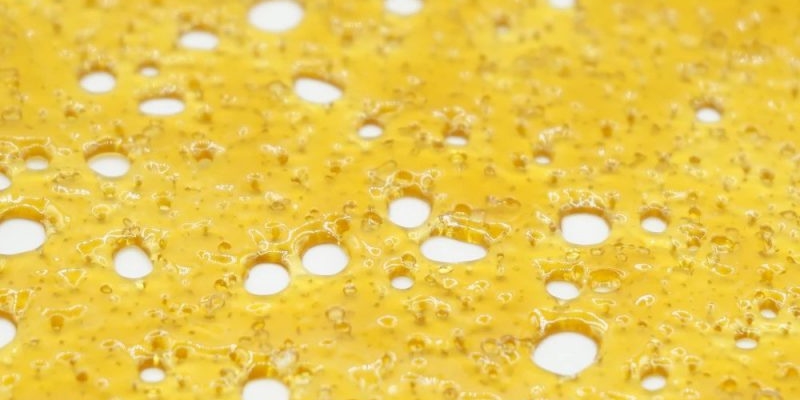 A close up image of indica shatter